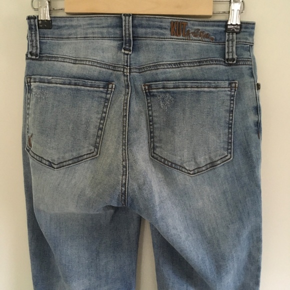 Kut From The Kloth Jeans Sz 2 Blue Carlo Ankle Skinny Cut Off Hem Distressed - Picture 5 of 12